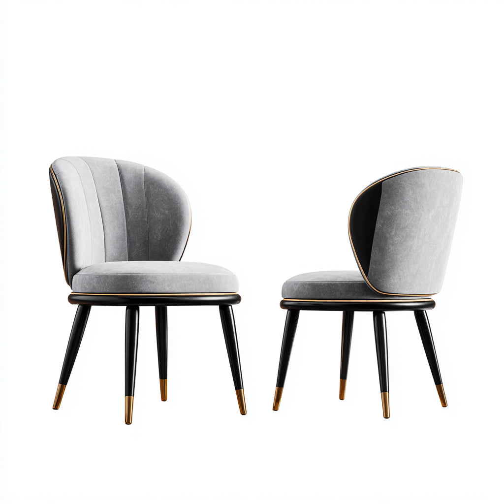 Sillas de comedor tapizadas en terciopelo 56x58x82 cm - gris-negro-dorado - respaldo envolvente moderno