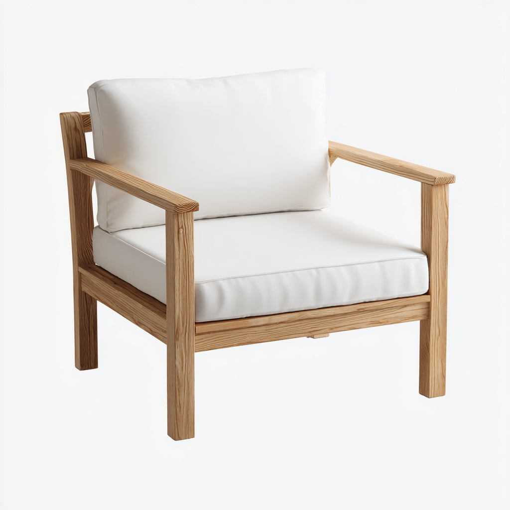 Sillas de jardín de madera con cojines 78x76x72 cm - natural-blanco - diseño moderno