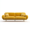 Sofás 2 plazas 175x86x82 cm - tapizado de terciopelo amarillo y patas metálicas doradas - diseño moderno para salón