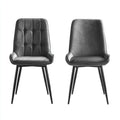 Sillas de comedor tapizadas en piel sintética 55x58x86 cm - Gris oscuro - diseño capitoné