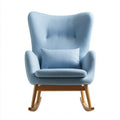 Mecedoras tapizadas de tela suave con base de madera 78x92x105 cm - azul claro-madera natural - diseño escandinavo
