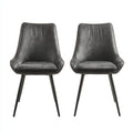 Sillas de comedor tapizadas en piel sintética 56x53x84 cm - gris oscuro-negro - respaldo envolvente moderno