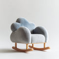 Mecedoras tapizadas en tela bouclé 70x82x78 cm - Azul claro y madera natural - diseño infantil