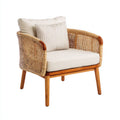 Sillas de jardín de ratán y madera con cojines 84x76x82 cm - natural-beige - estilo bohemio
