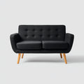Sofás 2 plazas de tela con patas de madera 168x84x82 cm - negro-madera natural - diseño escandinavo