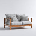 Sofá de exterior de madera 200x85x75 cm - madera clara-gris - diseño moderno para jardín