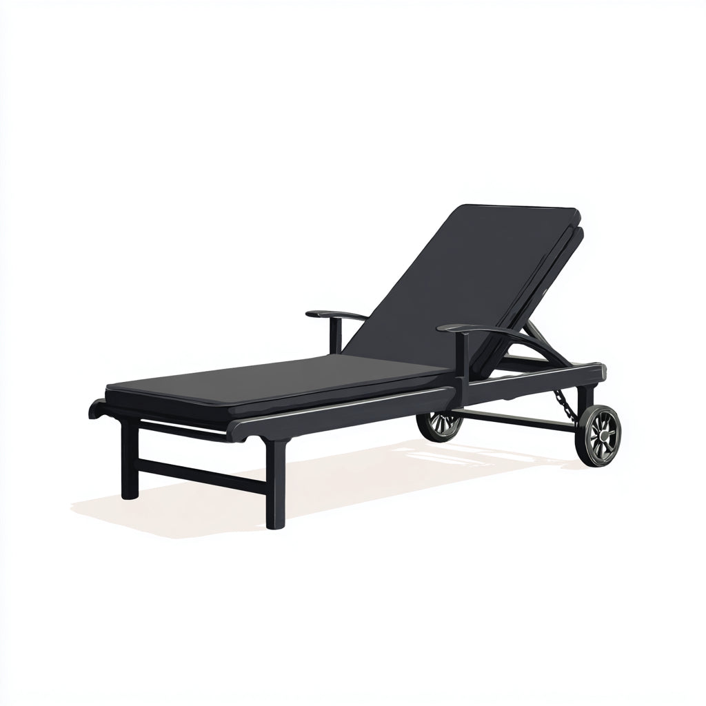 Tumbona de jardín de plástico 185x65x35 cm - negro - diseño contemporáneo exterior