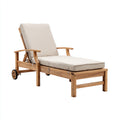 Tumbonas de madera con cojín y ruedas 200x68x95 cm - natural-beige - estilo clásico para exterior