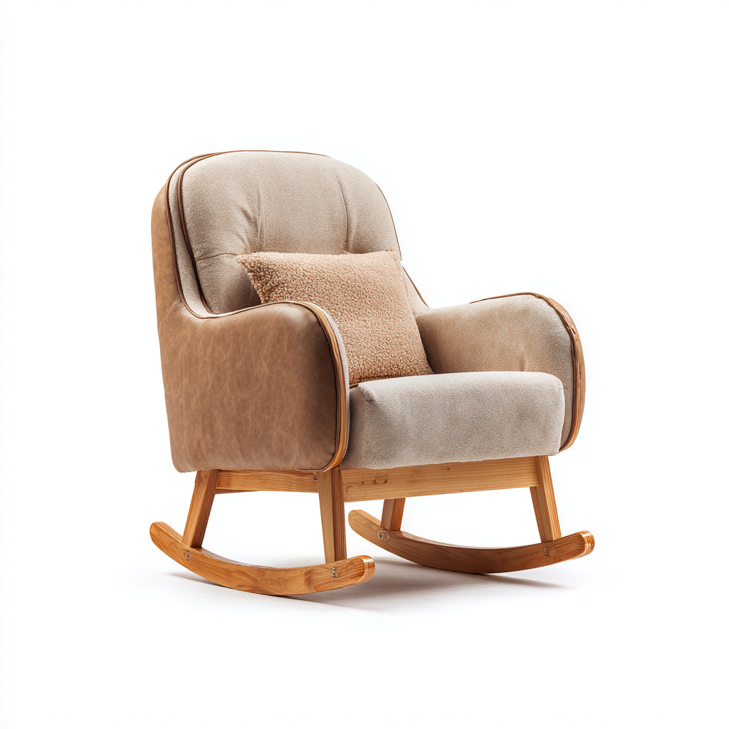 Mecedora tapizada estilo contemporáneo 78x80x100 cm - beige-marrón - diseño moderno