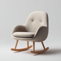 Mecedoras tapizadas de tela bouclé con base de madera 72x86x94 cm - beige-madera natural - diseño nórdico