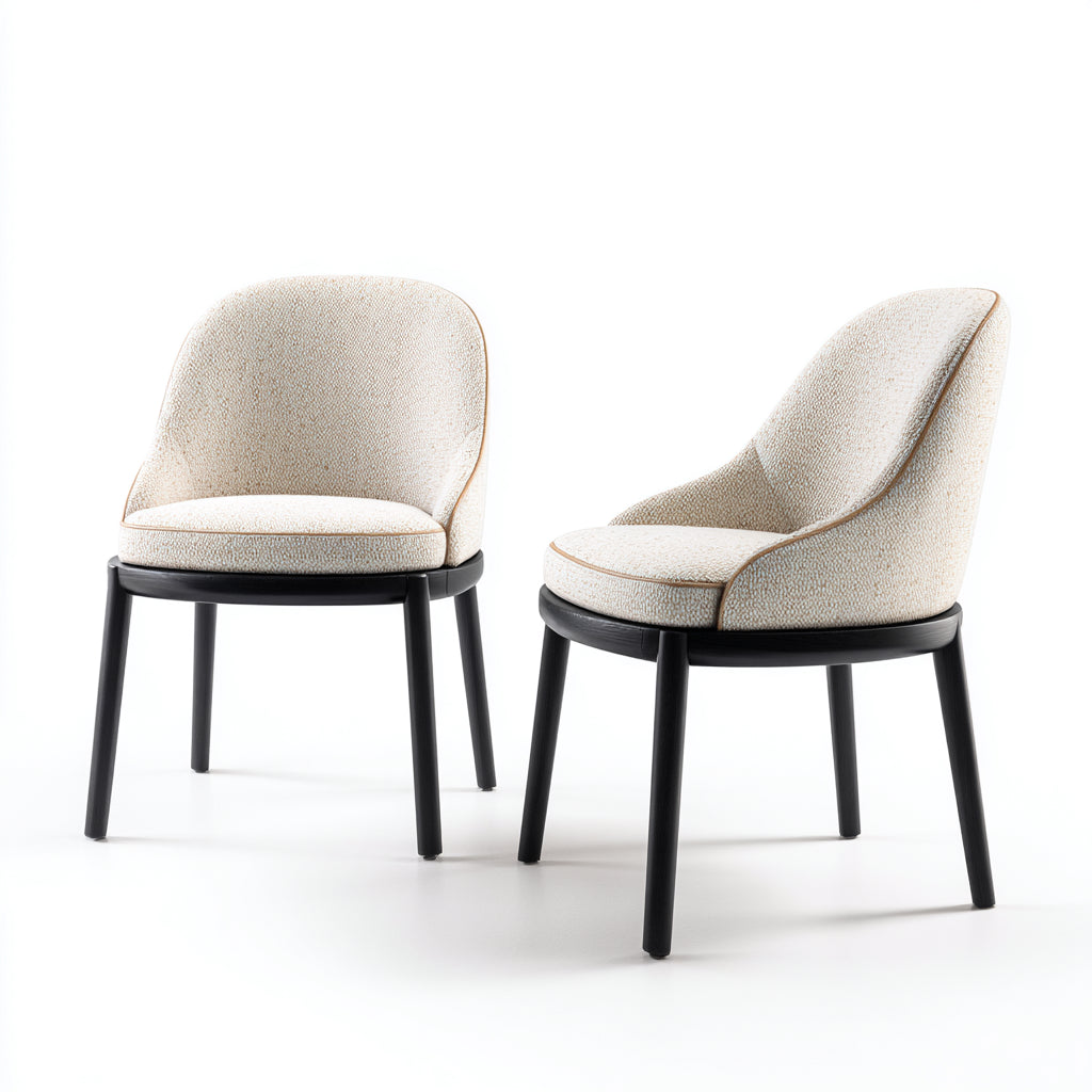Sillas de comedor tapizadas en tela bouclé 58x55x82 cm - beige-negro - diseño moderno para comedor