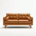 Sofá 2 plazas tapizado cuero 180x85x80 cm - marrón - diseño clásico