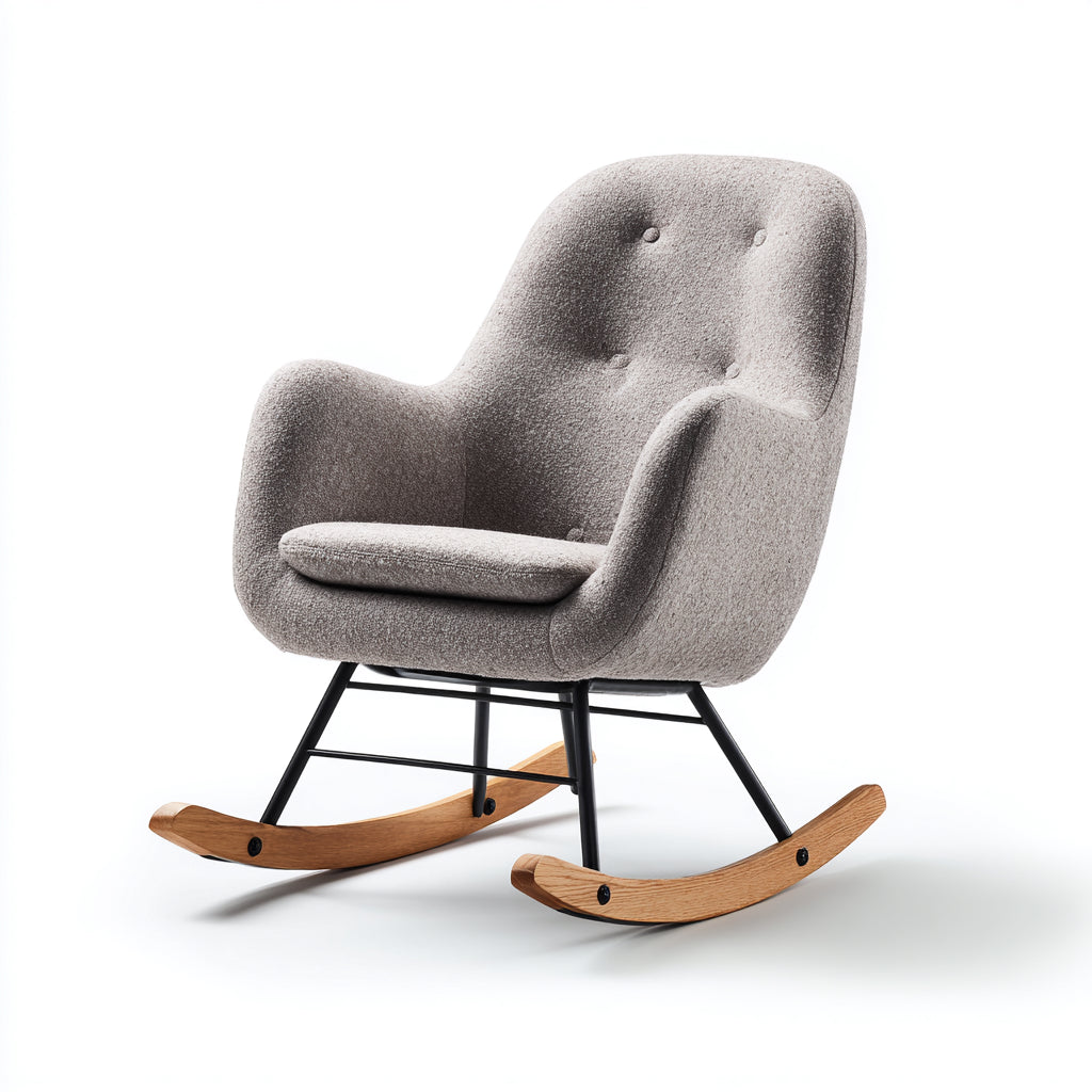 Mecedoras tapizadas en tela bouclé 72x86x95 cm - gris topo-negro-natural - estilo moderno para salón
