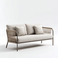 Sofá de exterior de aluminio y cuerda 220x88x78 cm - aluminio-marrón claro - diseño moderno para jardín