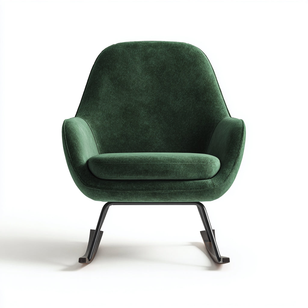 Mecedora de salón tapizada 85x75x95 cm - verde oscuro - diseño moderno