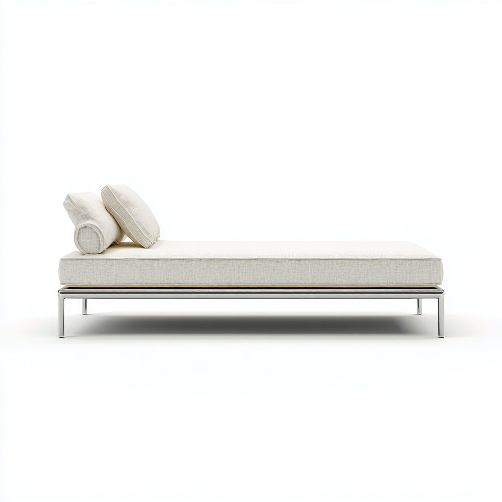 Tumbonas de metal con colchón acolchado 190x75x68 cm - beige-cromado - diseño moderno para exterior
