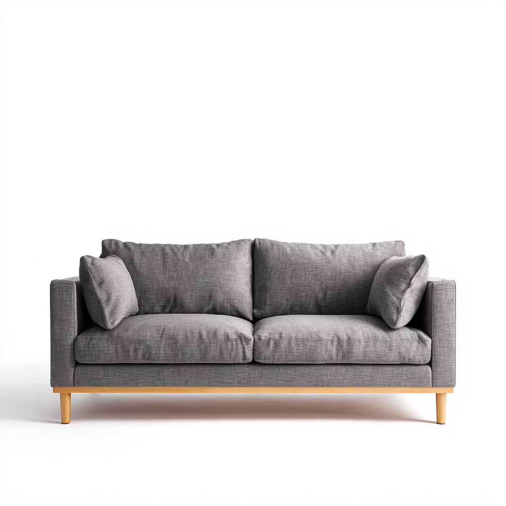 Sofás 2 plazas de tela con patas de madera 180x86x78 cm - gris-marrón - diseño moderno