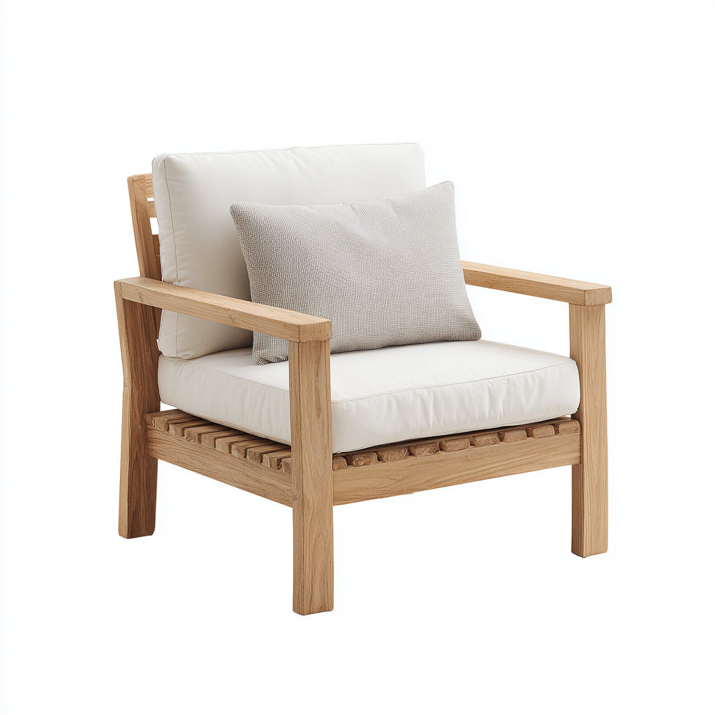 Sillas de jardín de madera con cojines acolchados 86x78x84 cm - natural-beige - estilo contemporáneo