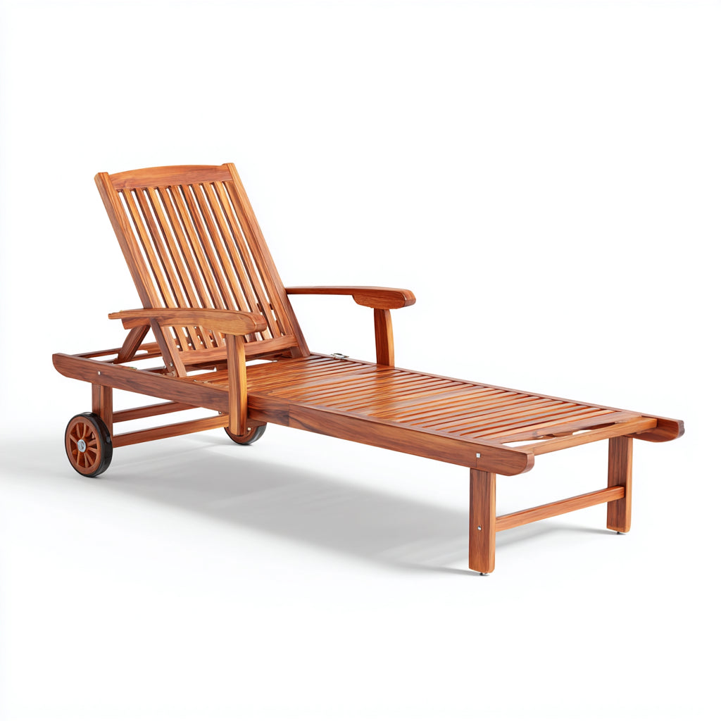 Tumbonas de madera con ruedas 200x65x95 cm - marrón - estilo clásico para exterior