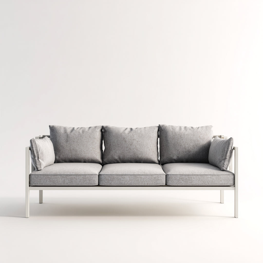 Sofás de exterior de metal con cojines 212x78x75 cm - gris-blanco - diseño moderno para jardín