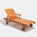 Tumbona de jardín de madera 195x70x40 cm - madera oscura - diseño clásico para exterior